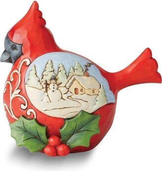 Curata Creek WinterS Joy Cardinal with Snow Cabin Figurine