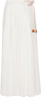 Pleated Silk Crepe Midi Skirt