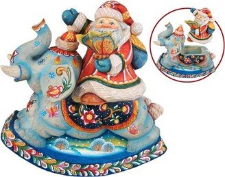 G.DeBrekht Santa On Elephant Surprise-Box Figurine