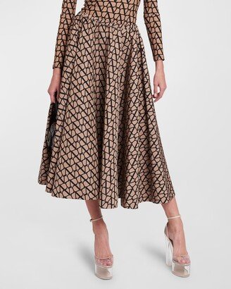 Logo-Print Circle Midi Skirt