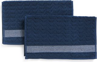 2pk 15x27 Herringbone Zero Twist Hand Towels