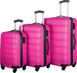 EDWINRAY Luggage Sets 3 Piece Suitcase Set 20/24/28 Hardside Suitcase, Pink