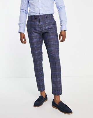 slim suit pants in navy plaid