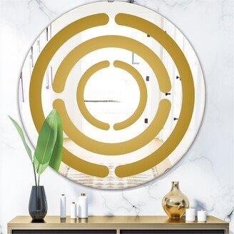 Designart 'Capital Gold Lively 10' Printed Glam Mirror - Round Wall Mirror