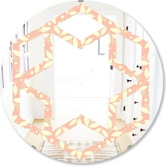 Designart 'Retro Floral Pattern V' Printed Modern Round or Oval Wall Mirror - Hexagon Star