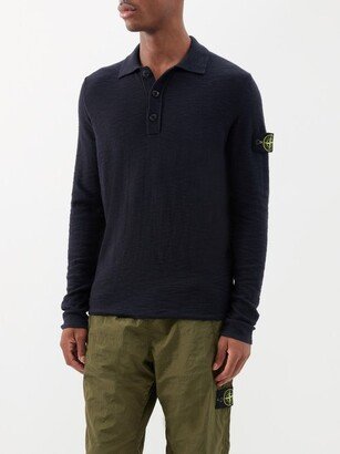 Logo-patch Knitted Long-sleeved Polo Shirt