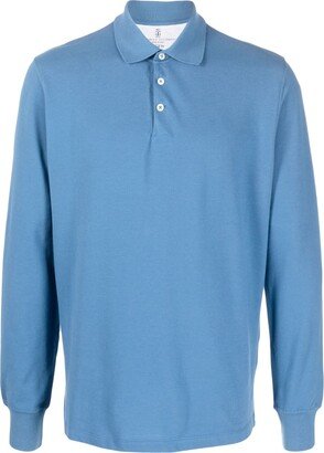 Long-Sleeves Cotton Polo Shirt