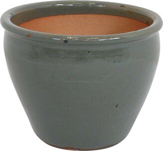 Sunnydaze Decor 15 in Chalet High-Fired Glazed Ceramic Planter - Gray