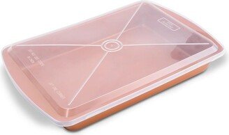 Baking Pan w/ Plastic Lid-Plastic Lid- Non-Stick & Stylish Metallic