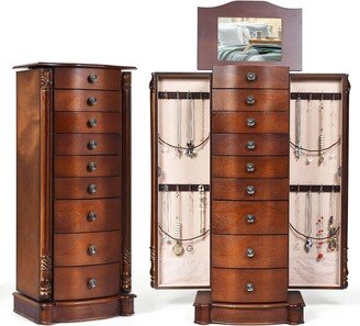 Wood Jewelry Cabinet Storage Chest Stand Organizer