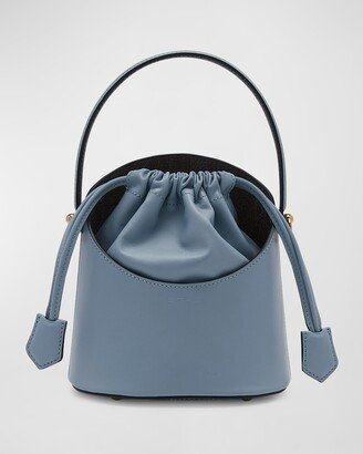 Saturno Drawstring Leather Bucket Bag-AA