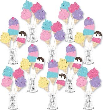 Big Dot Of Happiness Scoop Up the Fun - Ice Cream Centerpiece Sticks Showstopper Table Toppers 35 Pc