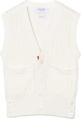 Cable Knit Button-Up Cardigan Vest