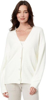 CozyChic Lite(r) Cable Button Cardi (Pearl) Women's Clothing