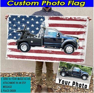 Wrecker Tow Truck Personalized American House Flag, Breakdown Truck, Lorry, Big Rigs, Semi Flag