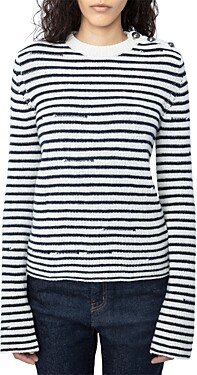 Jade Cashmere & Wool Striped Sweater