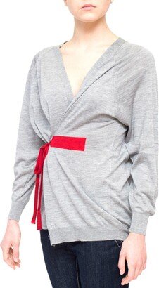 La Rose cardigan over cashmere+silk grey