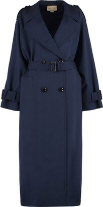 Double Breasted Belted Waist Trench Coat