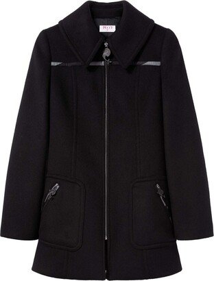 Oversize-Collar Zip-Up Wool Coat