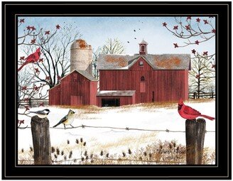 Winter Friends by Billy Jacobs, Ready to hang Framed Print, Black Frame, 27 x 21