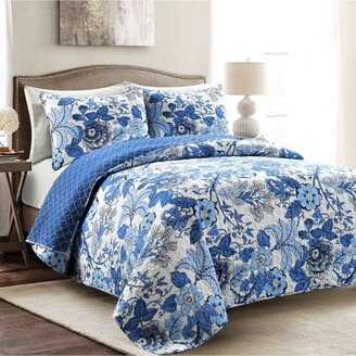 Sydney 3 Piece Quilt Set, King - Navy, White