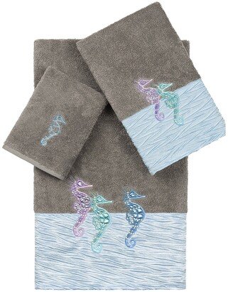 Sofia 3-Piece Embellished Towel Set - Dark Gray