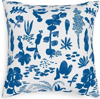 Pillows: Blue And White Garden Pillow, Woven, White, 20X20, Double Sided, Blue