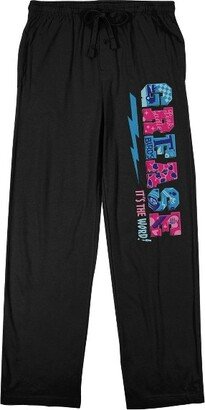 Grease Blue & Pink Movie Logo Men's Black Sleep Pajama Pants-Large