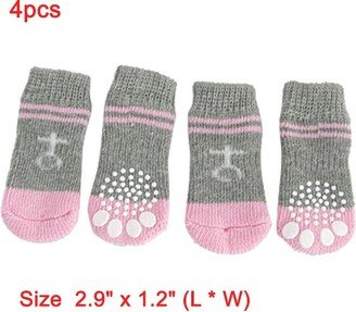 Unique Bargains Nonslip Warm Knitted Socks Bootie for Pet Dog Pink Gray