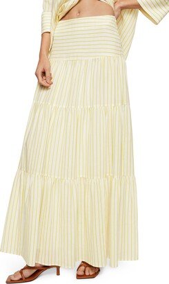 Stripe Ruffle Tiered Maxi Skirt