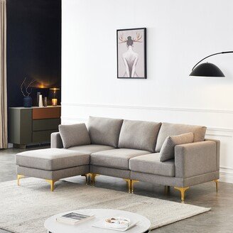 GEROJO Grey Modern Living Room Furniture Sofa, Leisure L Shape Sectional Sofa, Combine or Separate Each Seat For What You Like