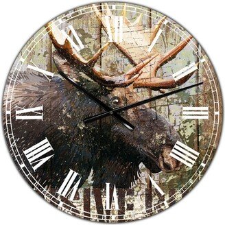 Designart Open Season Moose Oversized Traditional Wall Clock - 36