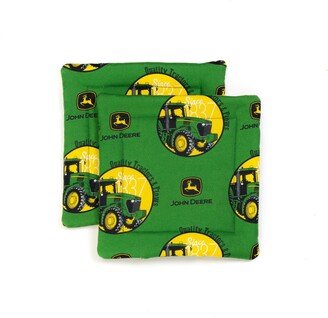 John Deere Tractor Pot Holders, Set Of Two, Green & Yellow, Since 1837