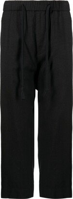 Drop-Crotch Drawstring Cropped Trousers