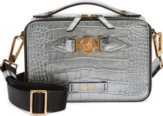 Biggie Medusa Croc Embossed Leather Bag