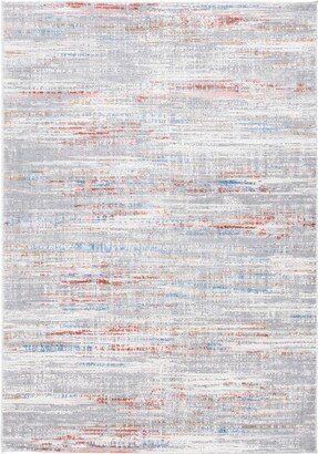 Shivan SHV191 Power Loomed Area Rug - Light Grey/Rust