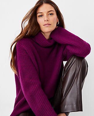 Cashmere Ribbed Turtleneck Sweater