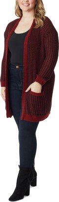 Trendy Plus Size Sterling Long Cardigan - Syrah/Black