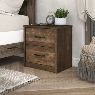 Greer Rustic Walnut 2-Drawer Nightstand with USB Ports