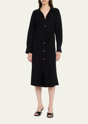 Belted Long-Sleeve Midi Shirtdress