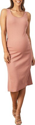 Ribbed Crop Top & Tank Dress Maternity/Nursing Set