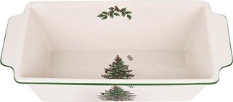 Christmas Tree Loaf Pan, 11.75-Inch Baking Dish for Bread and Meatloaf with Christmas Tree Motif, Made of Fine Earthenware