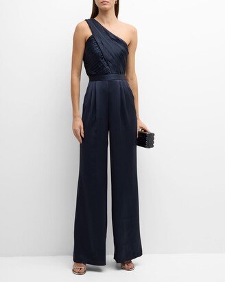 Myra Pleated One-Shoulder Jumpsuit