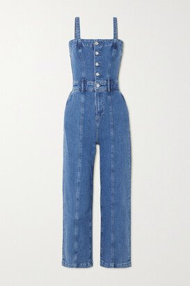 Anessa Cropped Stretch-denim Jumpsuit - Blue