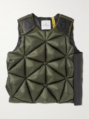 Pharrel Williams Logo-Appliquéd Leather-Trimmed Quilted Shell Down Gilet