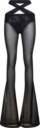 ALESSANDRO VIGILANTE Boot cut mesh cross waist leggings