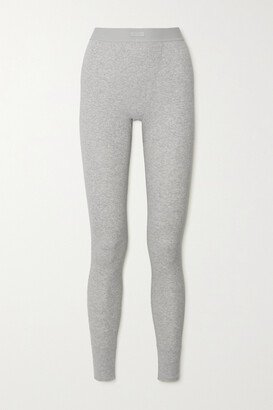 Cotton Collection Ribbed Cotton-blend Jersey Leggings - light Heather Grey