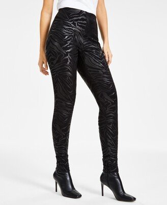 Women's Animal-Print Metallic Ponte-Knit Skinny Pants, Created for Macy's