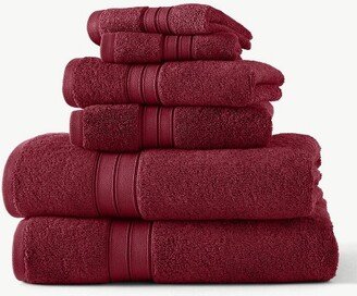 6pc Liam Performance Towel Set Cranberry - Blue Loom