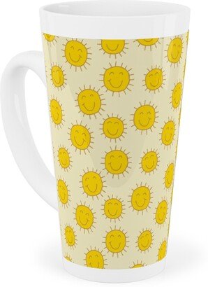 Mugs: Happy Sunshine - Yellow Tall Latte Mug, 17Oz, Yellow